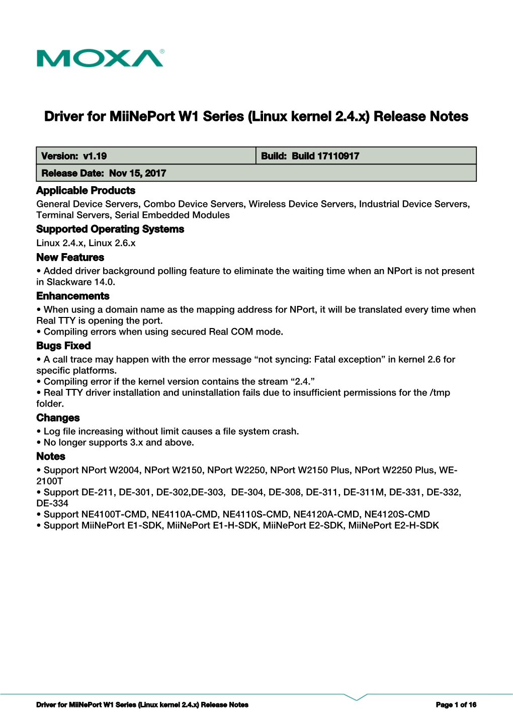 Linux Kernel 2.4.X) Release Notes