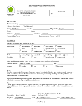 Historic Resource Inventory Form
