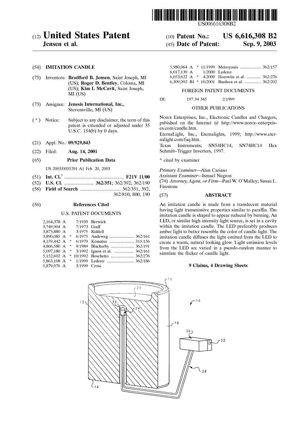 (12) United States Patent (10) Patent No.: US 6,616,308 B2 Jensen Et Al