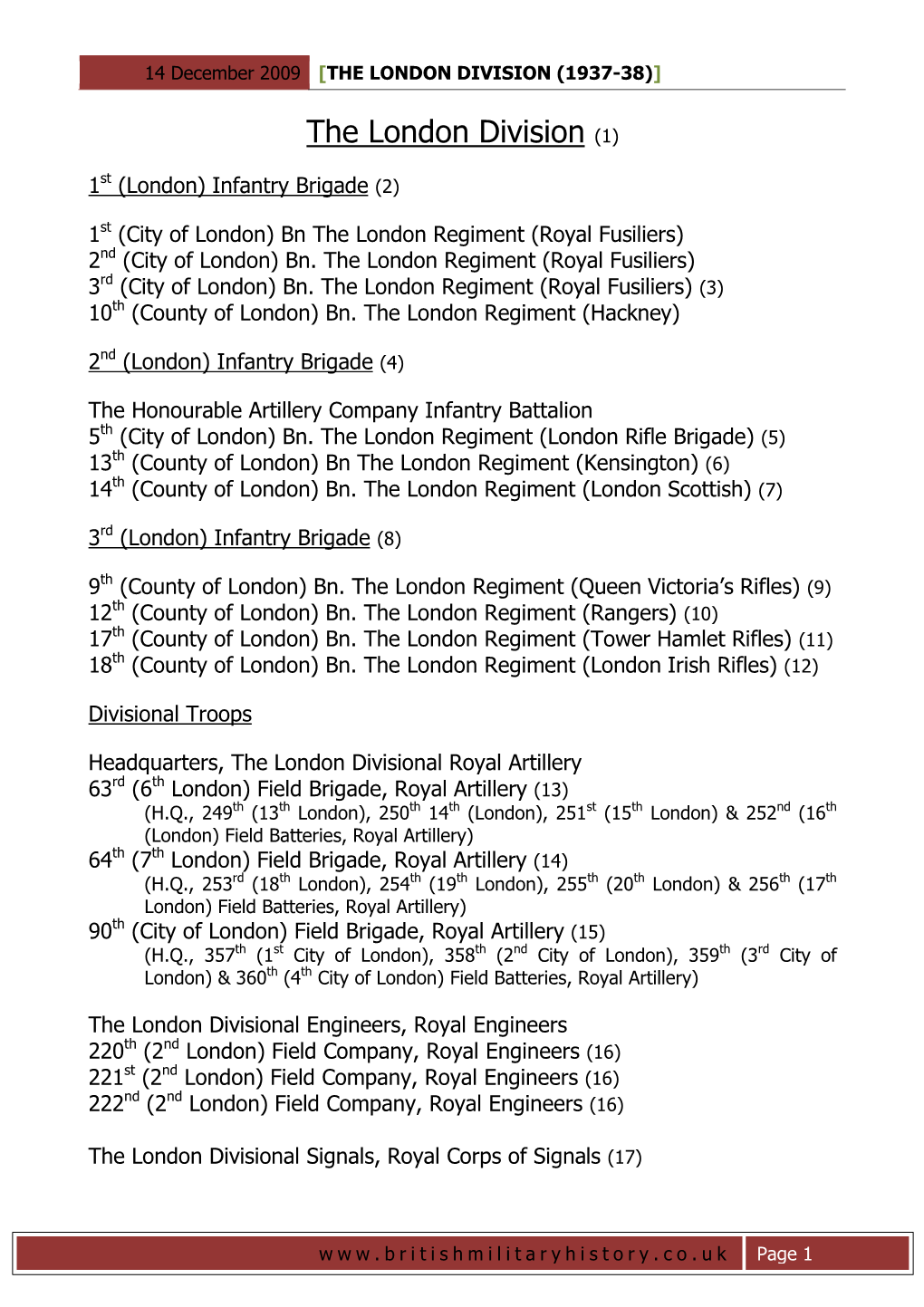 The London Division (1937 -38) ]