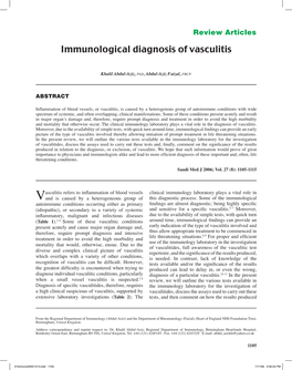 Immunological Diagnosis of Vasculitis
