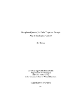 (Upacāra) in Early Yogācāra Thought and Its Intellectual Context