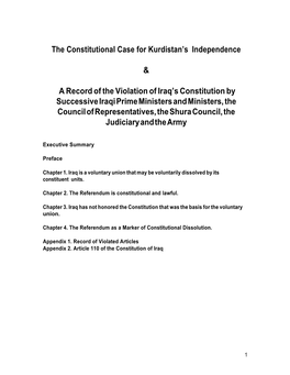 The Constitutional Case for Kurdistan's Independence & A