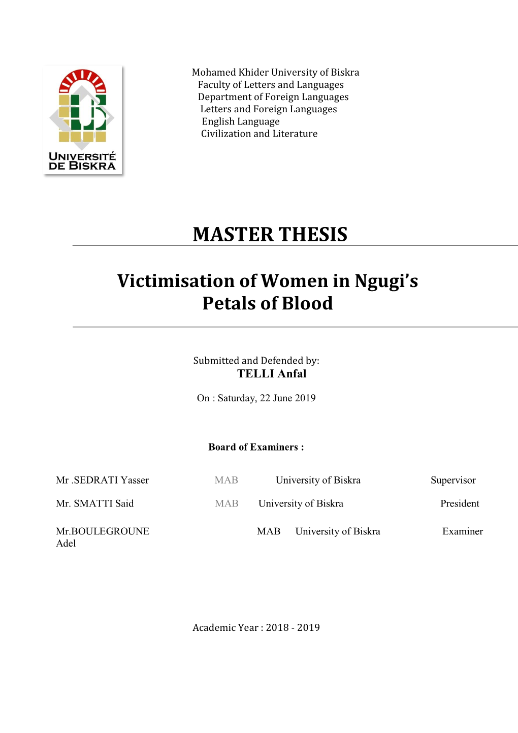 Victimisation of Women in Ngugi's Petals of Blood