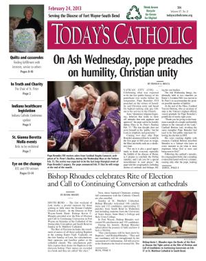 On Ash Wednesday, Pope Preaches on Humility, Christian Unity