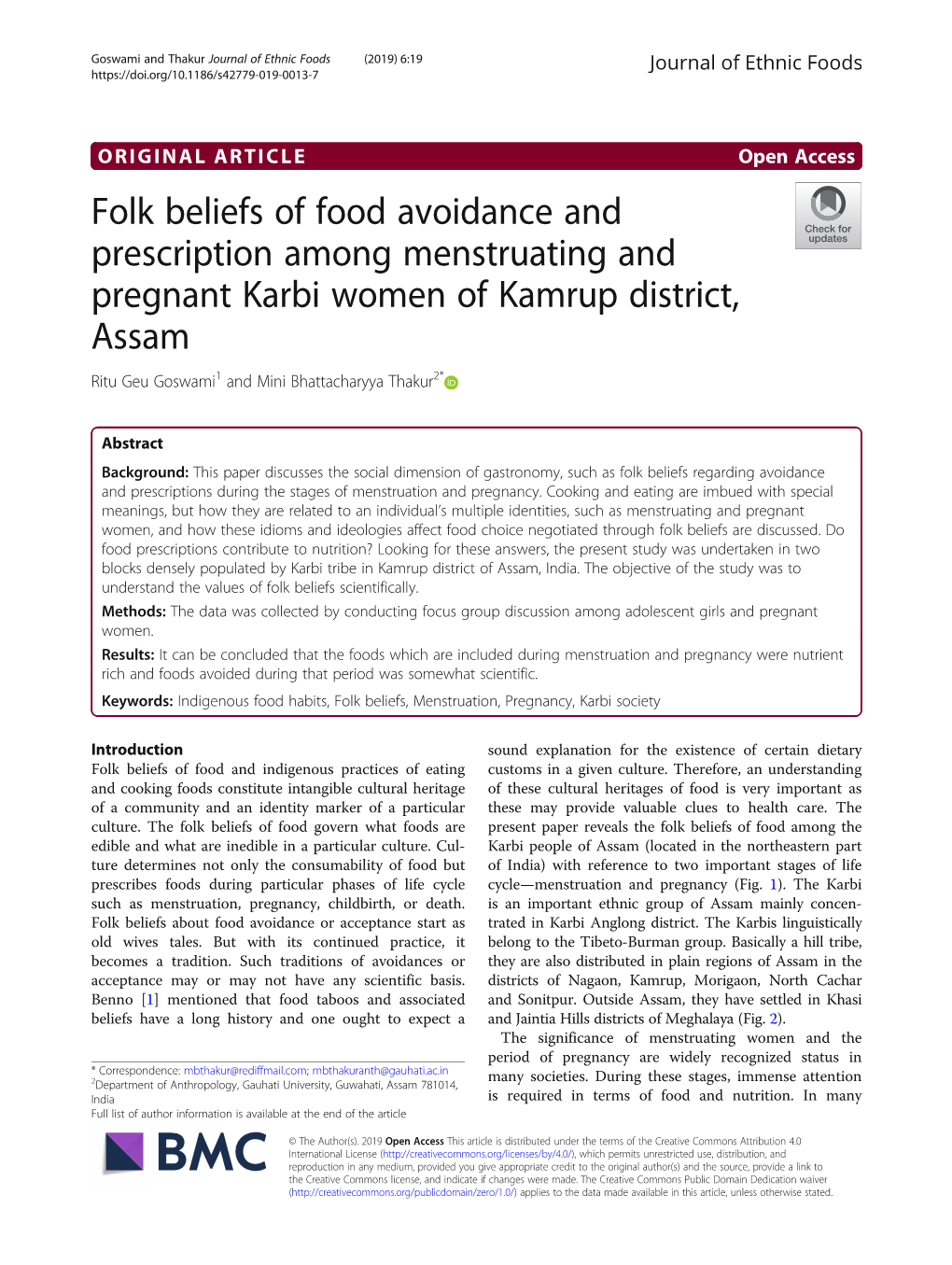 Folk Beliefs of Food Avoidance and Prescription Among Menstruating and Pregnant Karbi Women of Kamrup District, Assam