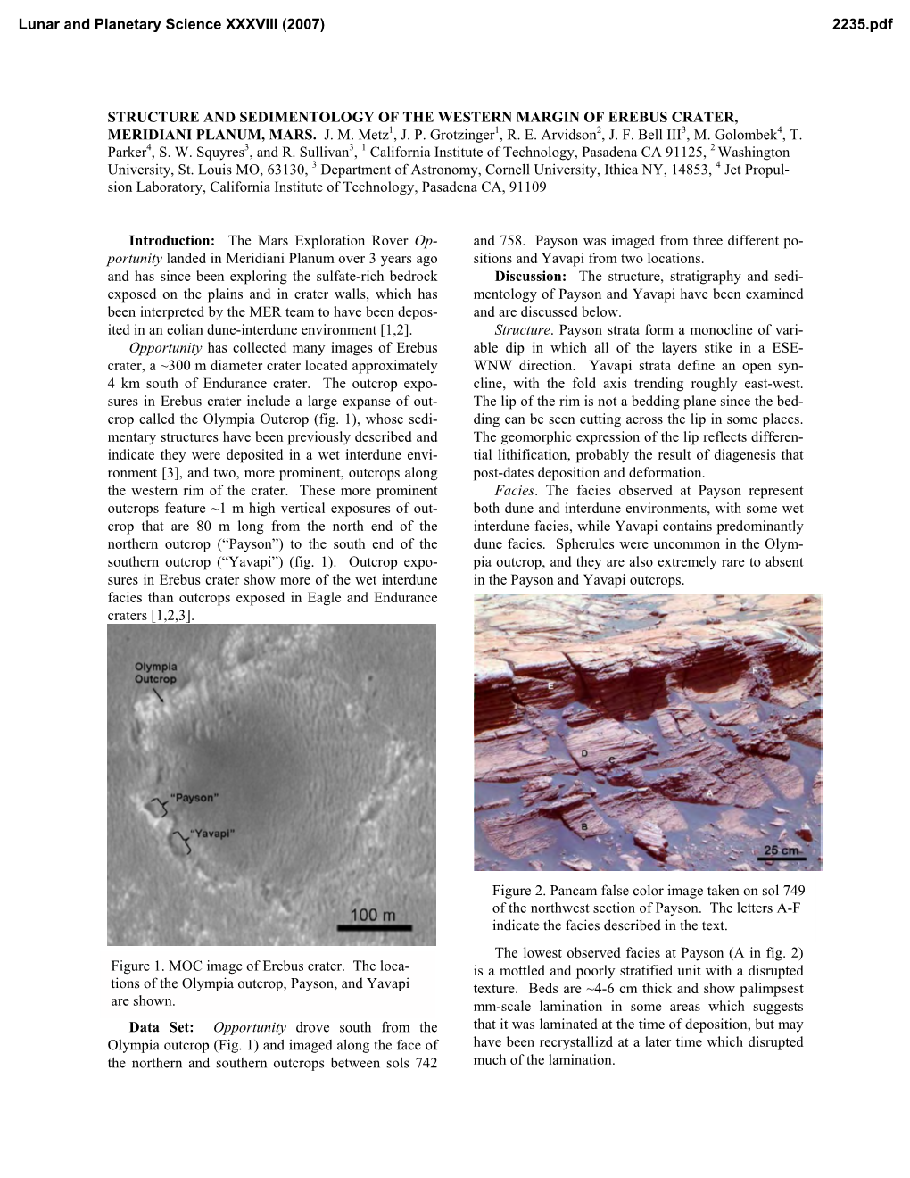 Structure and Sedimentology of the Western Margin of Erebus Crater, Meridiani Planum, Mars