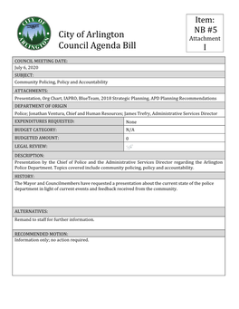 Attachment Council Agenda Bill I