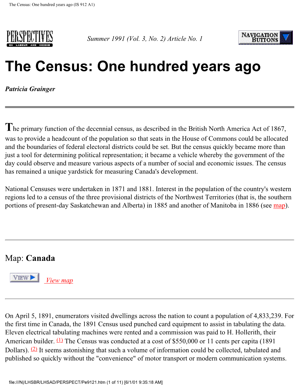 The Census: One Hundred Years Ago (IS 912 A1)