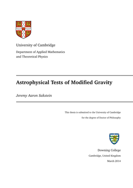 Astrophysical Tests of Modified Gravity