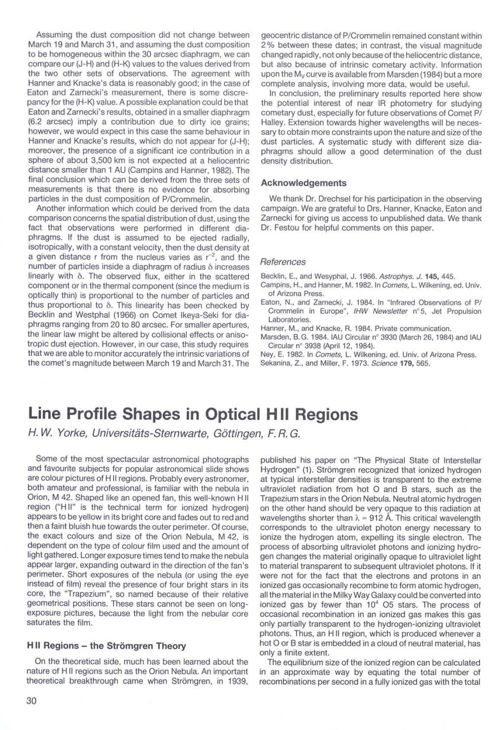 Line Profile Shapes in Optical H11 Regions