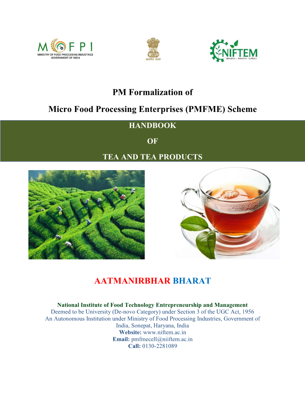 PMFME) Scheme HANDBOOK of TEA and TEA PRODUCTS
