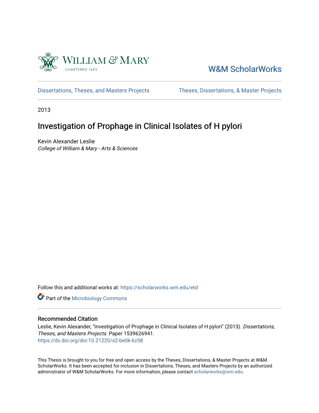Investigation of Prophage in Clinical Isolates of H Pylori