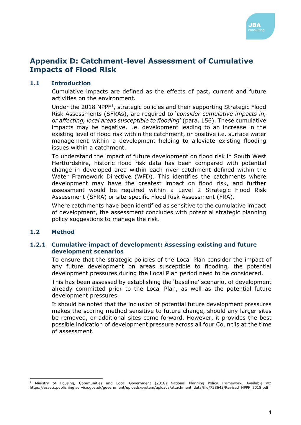 Appendix D: Catchment-Level Assessment of Cumulative Impacts of Flood Risk