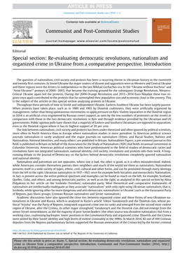 Re-Evaluating Democratic Revolutions, Nationalism and Organized Crime in Ukraine from a Comparative Perspective