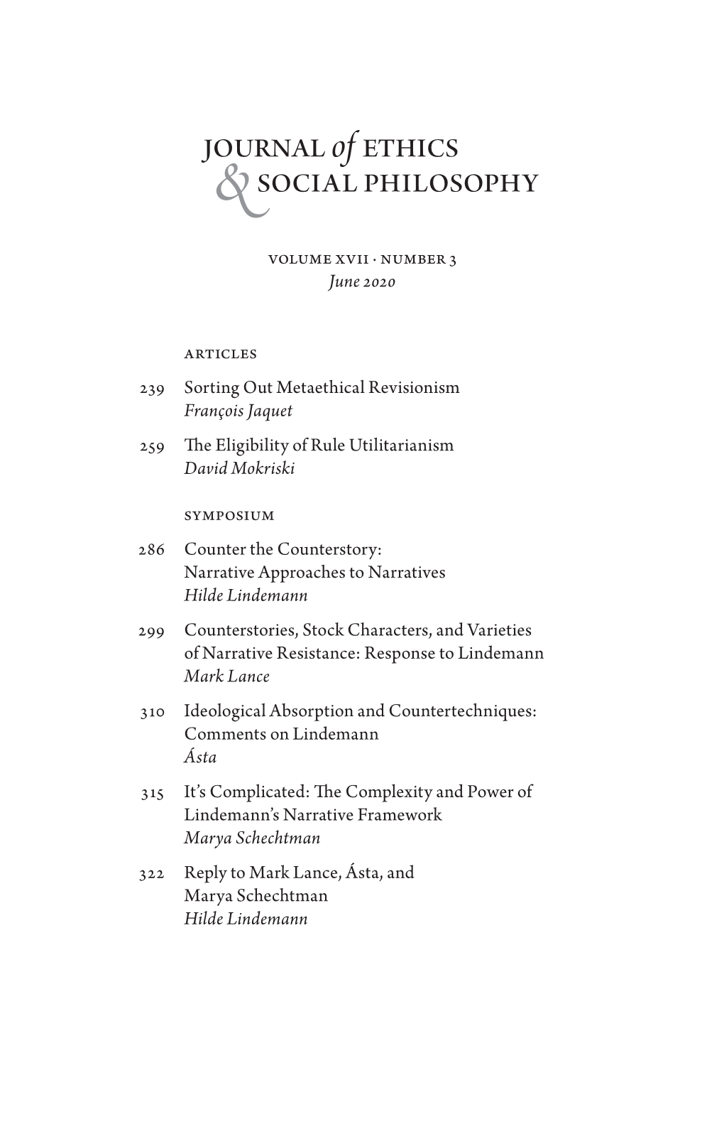 Journal of Ethics and Social Philosophy 17, No. 3 (June 2020): 286–98