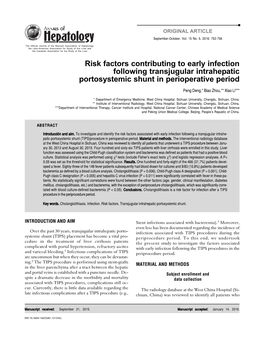 Risk Factors Contributing to Early Infection Following Transjugular Intrahepatic Portosystemic Shunt in Perioperative Period
