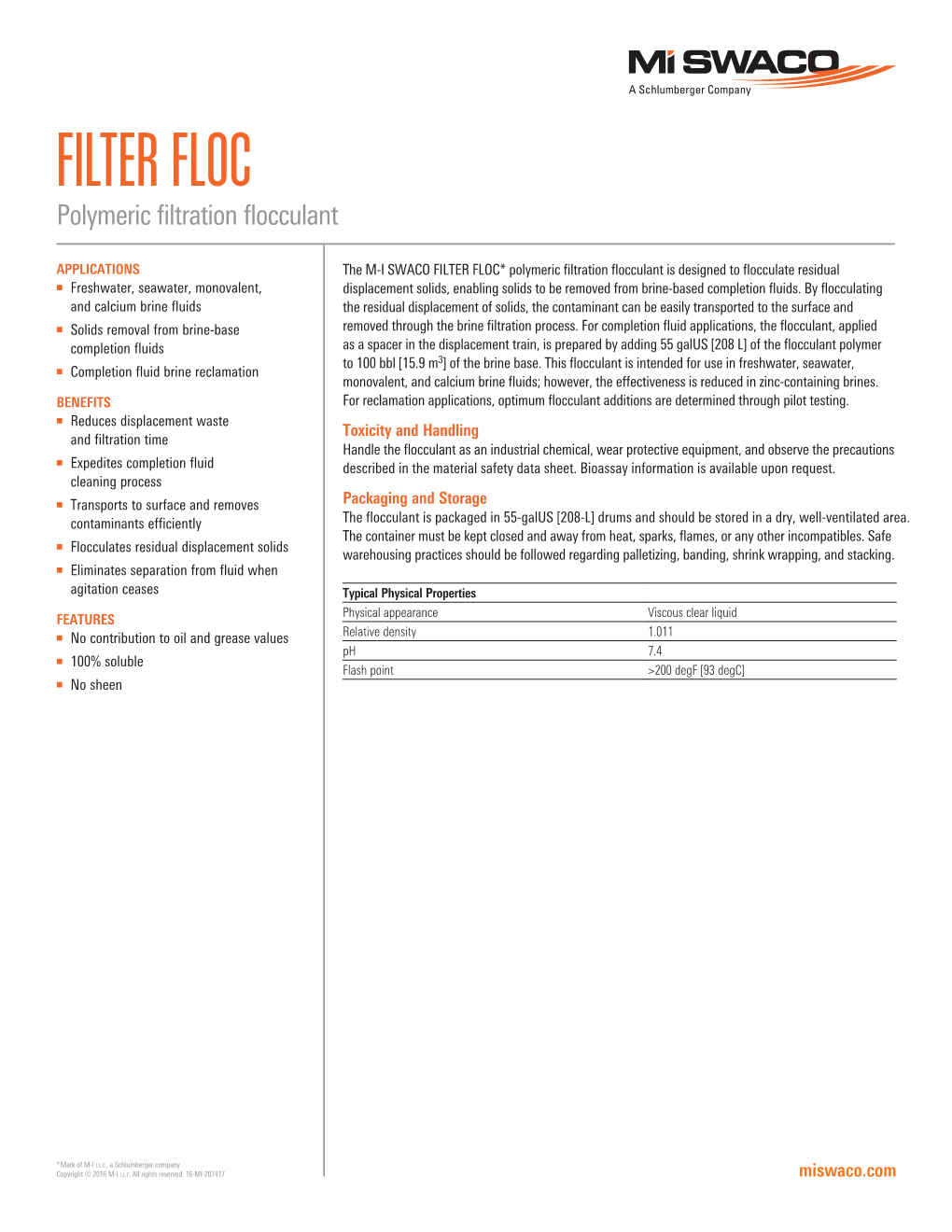 FILTER FLOC Polymeric Filtration Flocculant