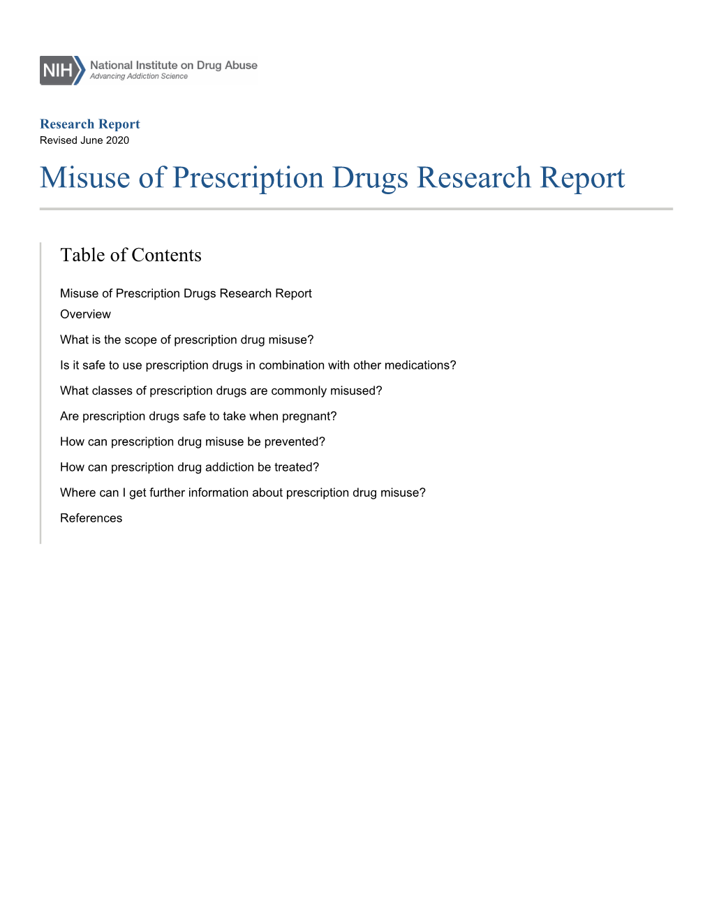 Misuse of Prescription Drugs Research Report
