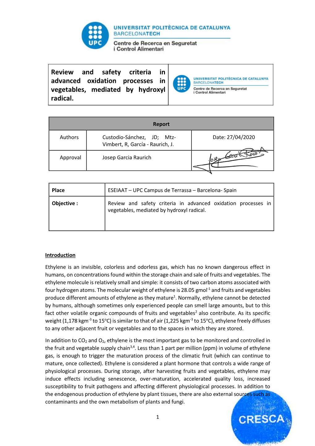 Safety Radical Hydroxyl in Vegetables