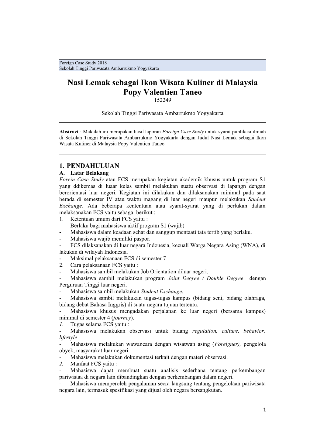 Nasi Lemak Sebagai Ikon Wisata Kuliner Di Malaysia Popy Valentien Taneo 152249