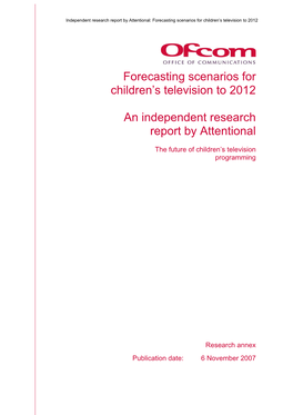 Forecasting Scenarios for Children's Television to 2012
