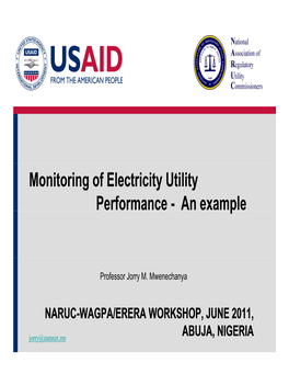 Monitoring of Electricity Utility Performance - an Example