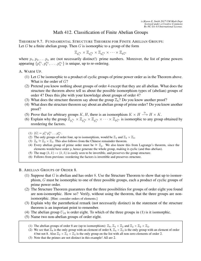 Math 412. Classification of Finite Abelian Groups