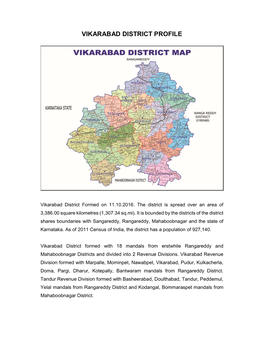 Vikarabad District Profile