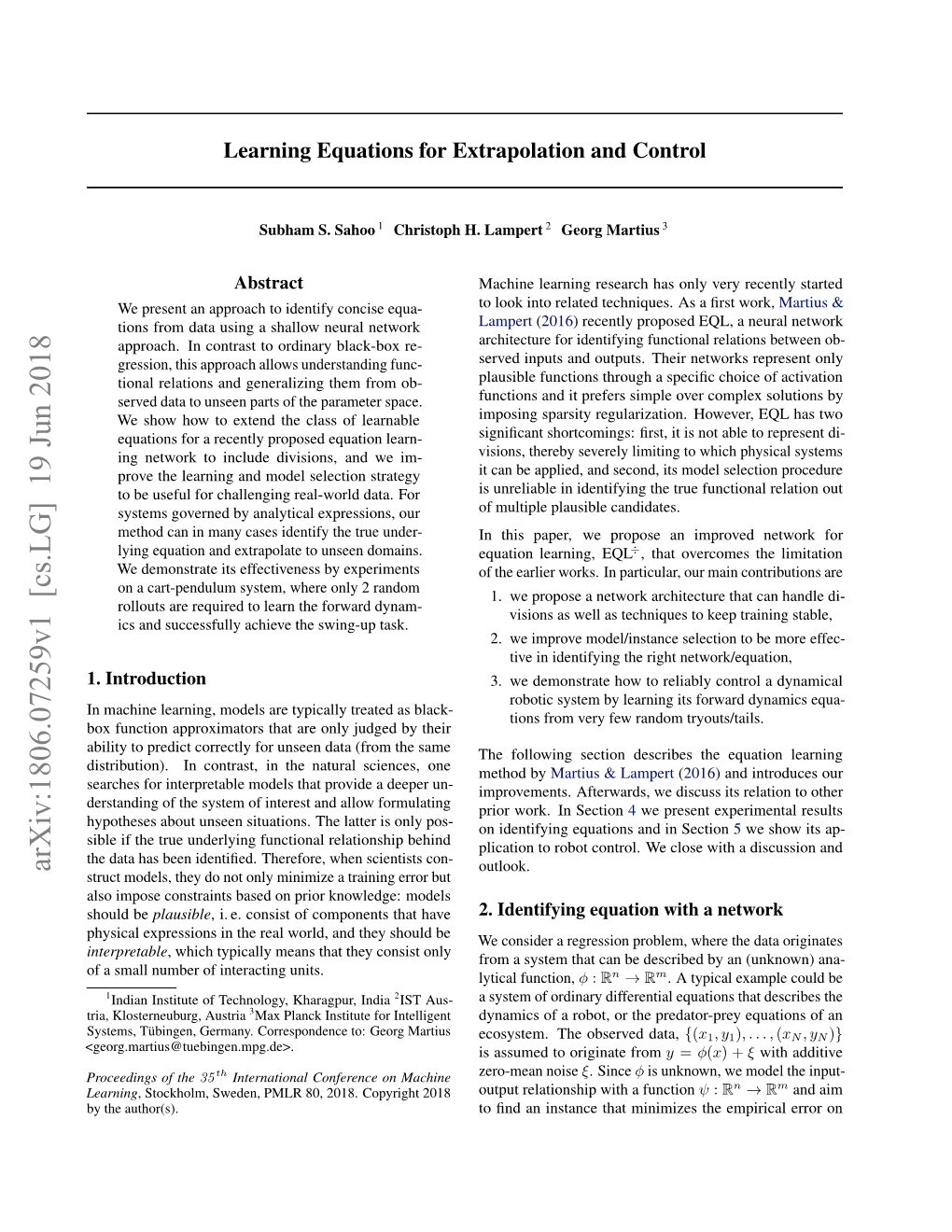 Learning Equations for Extrapolation and Control