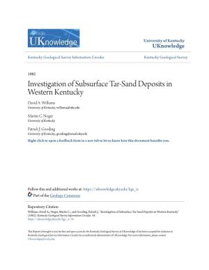 Investigation of Subsurface Tar-Sand Deposits in Western Kentucky David A