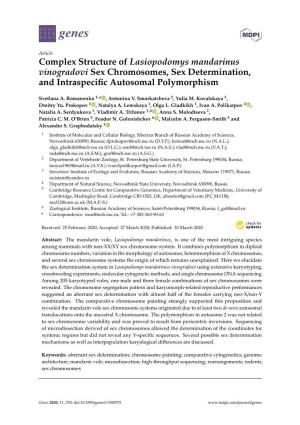 Complex Structure of Lasiopodomys Mandarinus Vinogradovi Sex Chromosomes, Sex Determination, and Intraspecific Autosomal Polymor