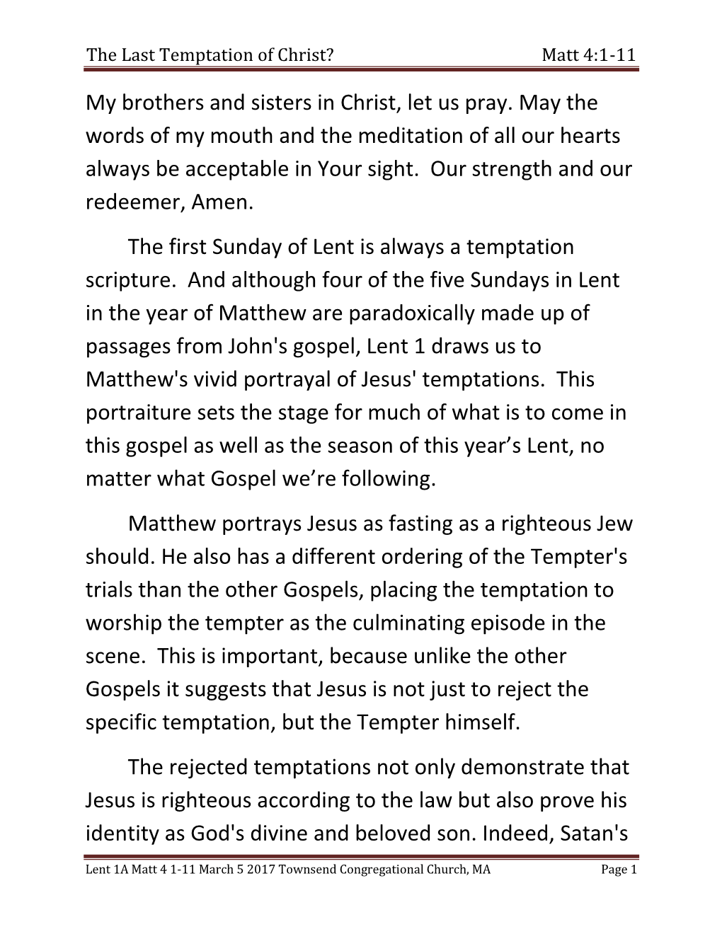 The Last Temptation of Christ? Matt 4:1-11