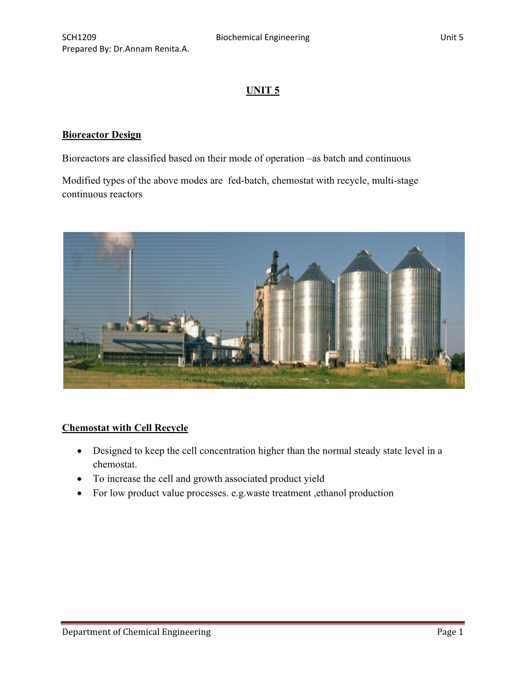 UNIT 5 Bioreactor Design Bioreactors Are Classified Based