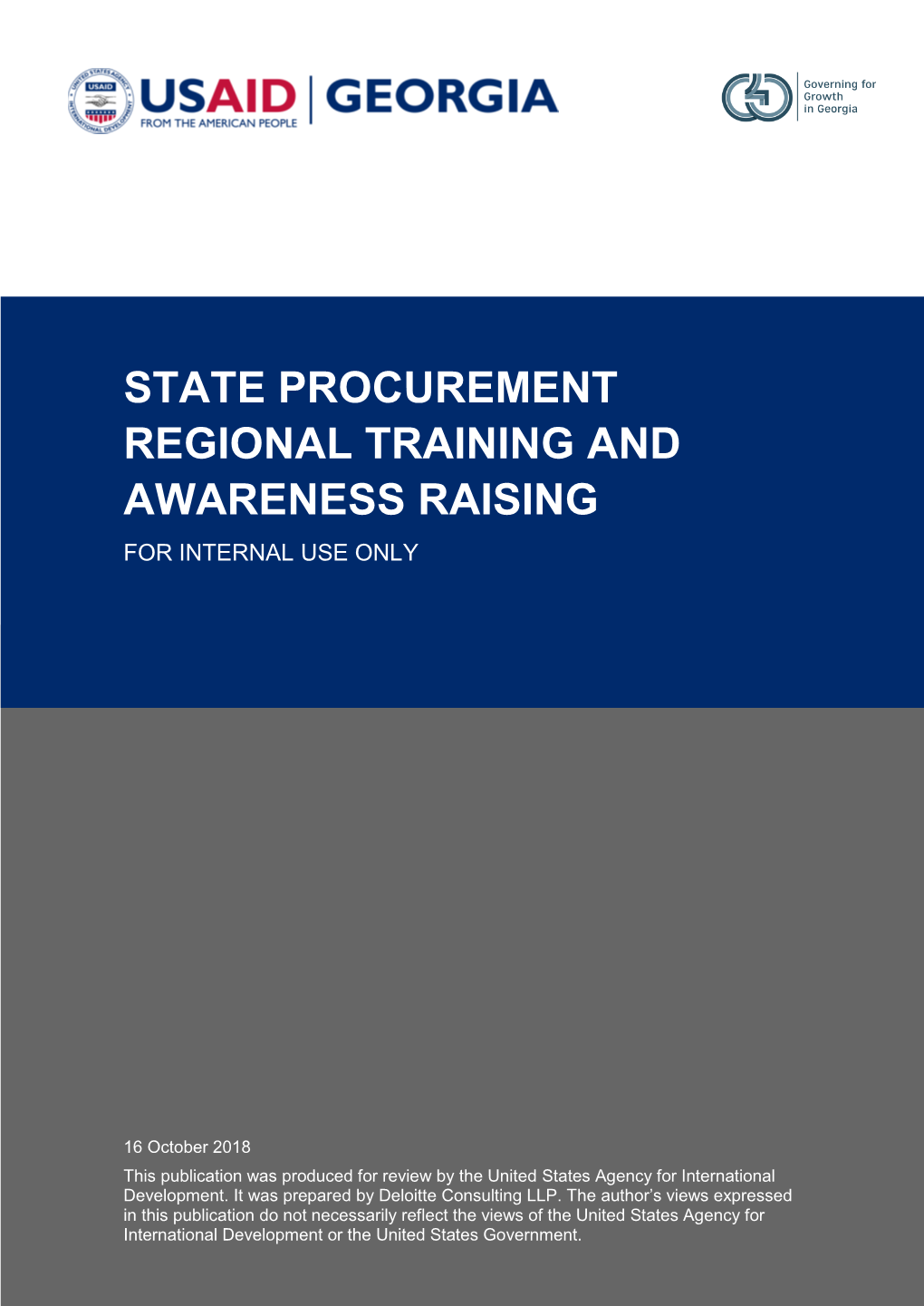 State Procurement Regional Training and Awareness Raising for Internal Use Only