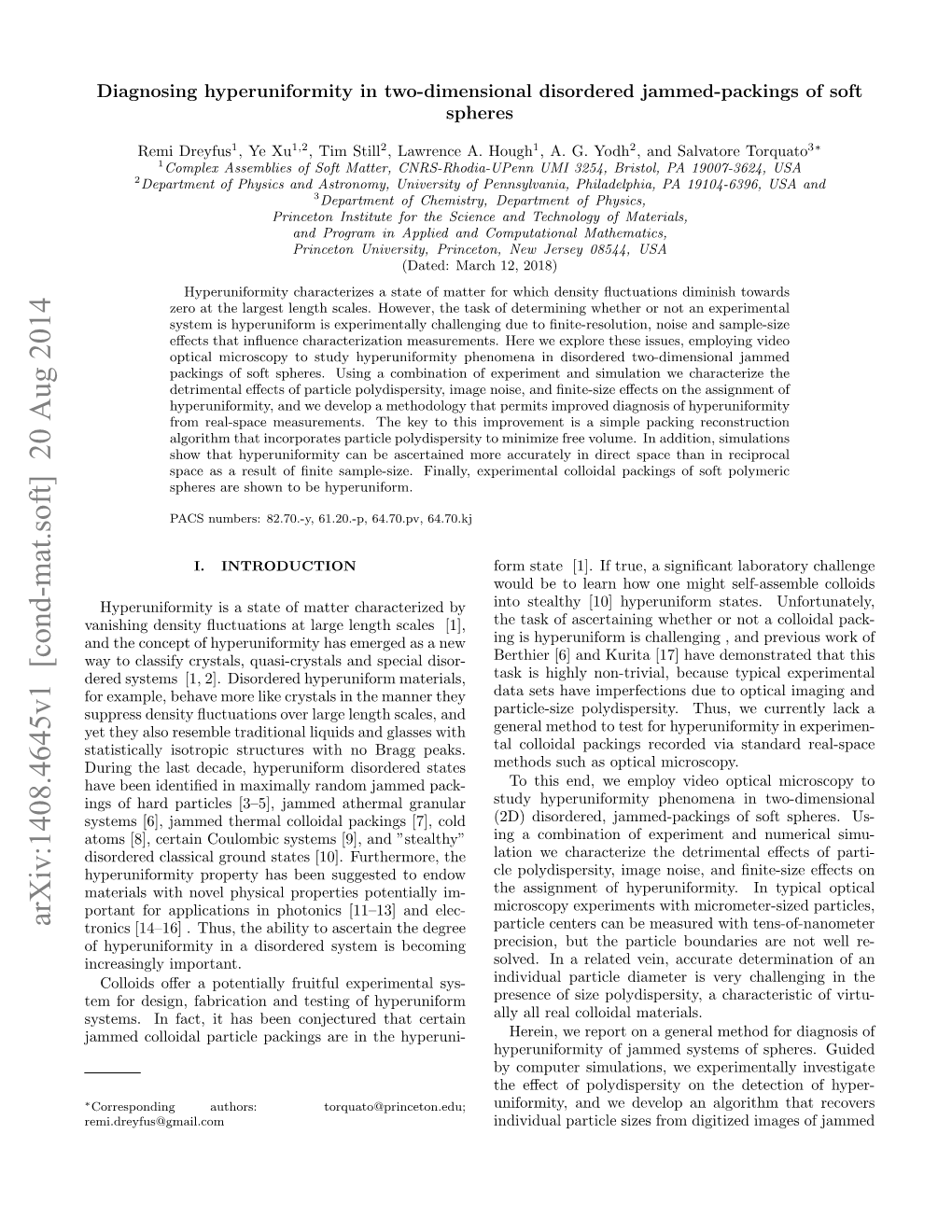 Arxiv:1408.4645V1 [Cond-Mat.Soft] 20 Aug 2014 Tronics [14–16]