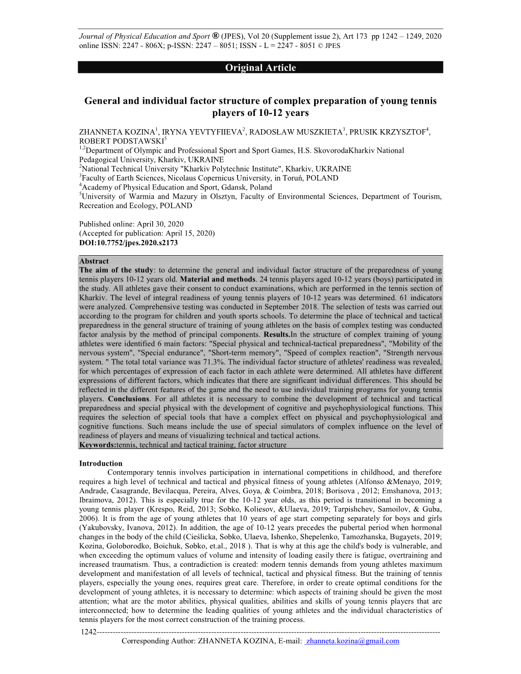 Original Article General and Individual Factor Structure of Complex