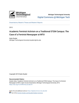 Academic Feminist Activism on a Traditional STEM Campus: the Case of a Feminist Newspaper at MTU