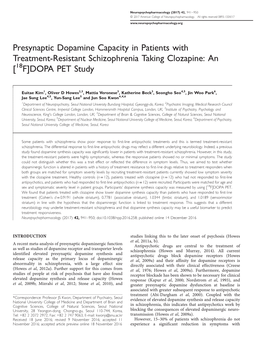 Presynaptic Dopamine Capacity in Patients with Treatment-Resistant Schizophrenia Taking Clozapine: an [18F]DOPA PET Study