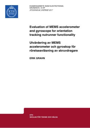 Evaluation of MEMS Accelerometer and Gyroscope for Orientation Tracking Nutrunner Functionality