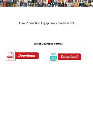 Film Production Equipment Checklist Pdf