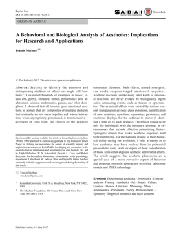 A Behavioral and Biological Analysis of Aesthetics: Implications for Research and Applications