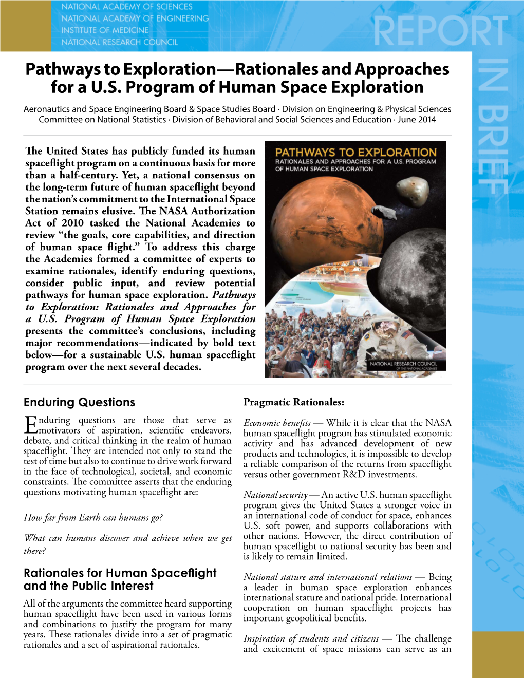 Pathways to Exploration—Rationales and Approaches for a U.S. Program