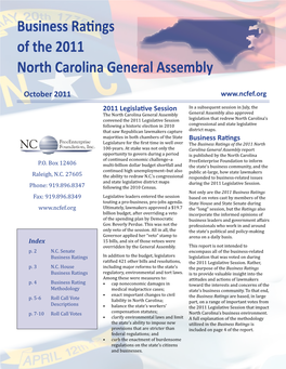 Business Ratings of the 2011 North Carolina General Assembly