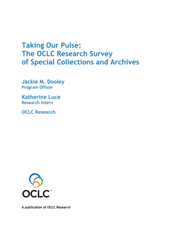 The OCLC Research Survey of Special Collections and Archives