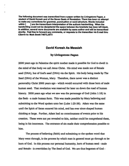 David Koresh As Messiah