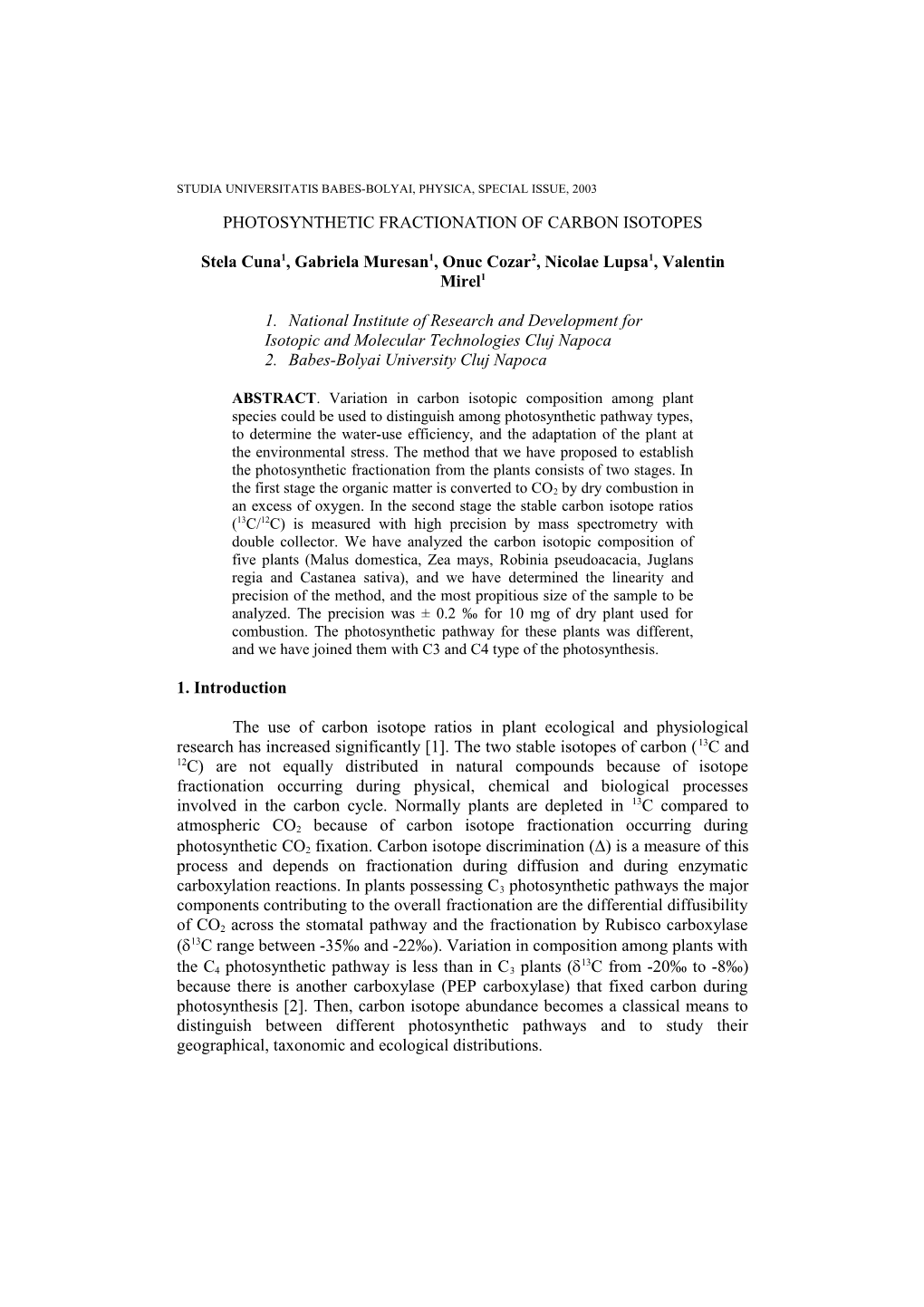 Photosynthetic Fractionation of Carbon Isotopes