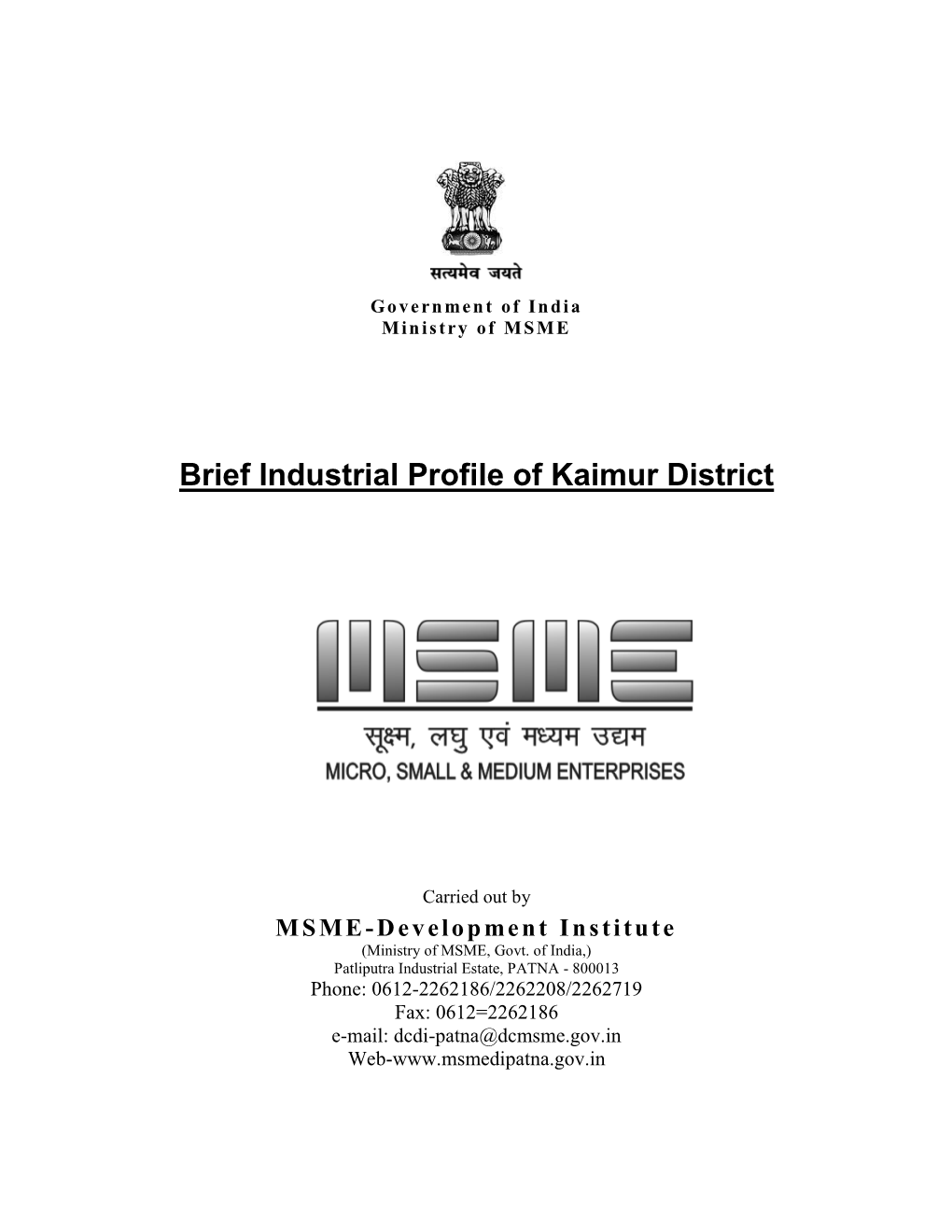 Brief Industrial Profile of Kaimur District