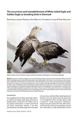 The Occurrence and Reestablishment of White-Tailed Eagle and Golden Eagle As Breeding Birds in Denmark