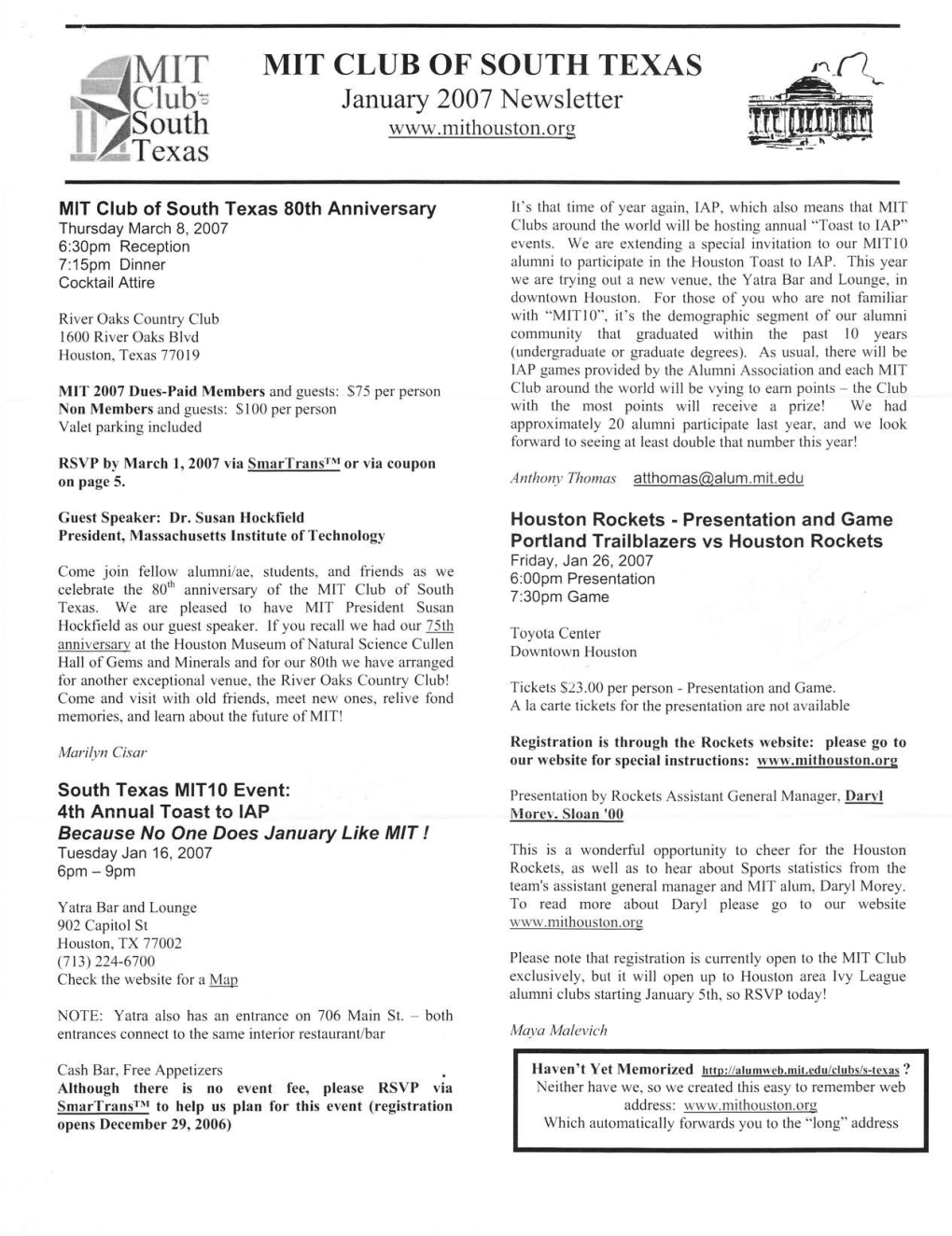 2007 Newsletter South Texas